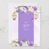 Lavender Gold Butterfly Floral Elegantes Quinceañe Einladung (Rückseite)