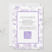 Lavender Gold Butterfly QR Quinceañera Quince Años Einladung (Rückseite)