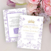 Lavender Gold Butterfly QR Quinceañera Quince Años Einladung