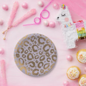 Lavender Gold Cream Glam Leopard Print Baby Dusche Pappteller (Party)