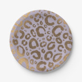 Lavender Gold Cream Glam Leopard Print Baby Dusche Pappteller (Vorderseite)