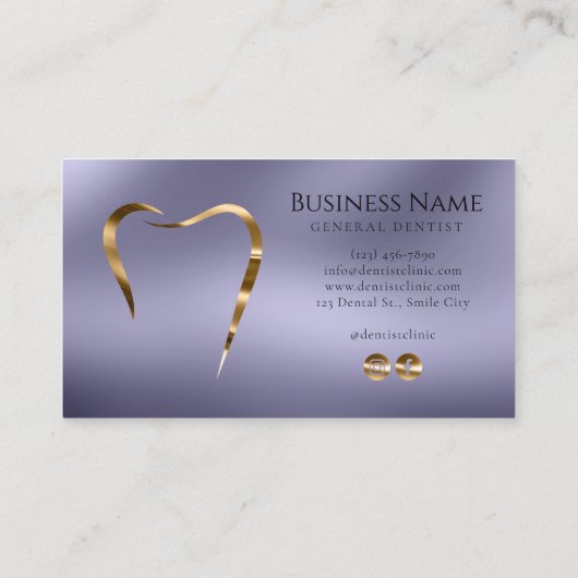 Lavender & Gold Dentist Business Card Visitenkarte (Rückseite)