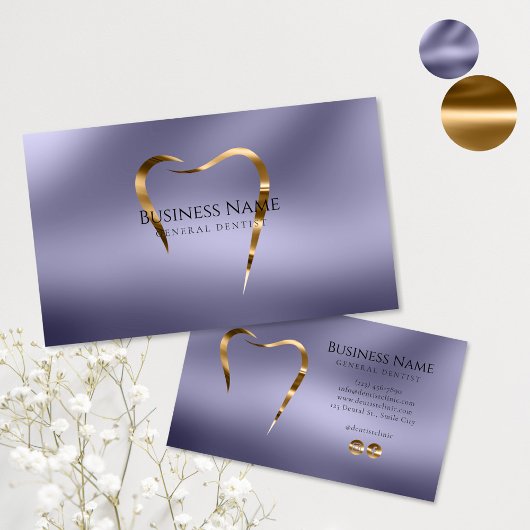 Lavender & Gold Dentist Business Card Visitenkarte