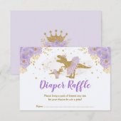 Lavender Gold Dinosaur Ballerina Diaper Raffle Begleitkarte (Vorne/Hinten)