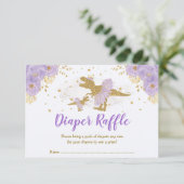Lavender Gold Dinosaur Ballerina Diaper Raffle Begleitkarte (Stehend Vorderseite)