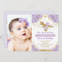 Lavender Gold Dinosaur T Rex Girl Birthday Foto