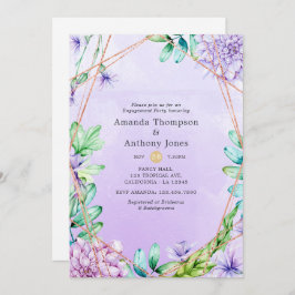 Lavender & Gold Floral Geometric Engagement Party Einladung