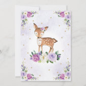 Lavender Gold Floral Woodland Deer Baby Dusche Einladung (Rückseite)