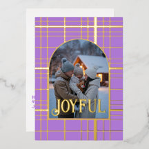 Lavender & Gold Gingham Weihnachtsfeiertag Foto