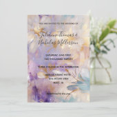 Lavender Gold Glam Floral Wedding Einladung (Stehend Vorderseite)