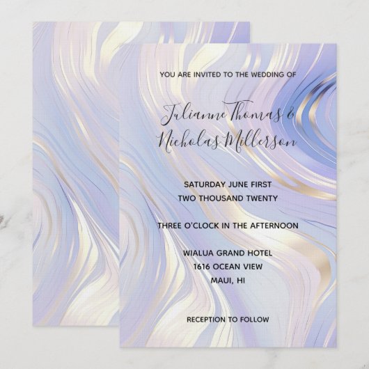 Lavender Gold Glam Wedding Einladung (Vorne/Hinten)