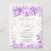 Lavender Gold Glitzer Blumenzauber Brautparty Einladung (Vorderseite)