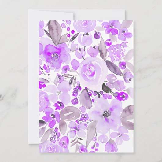 Lavender Gold Glitzer Blumenzauber Brautparty Einladung (Rückseite)