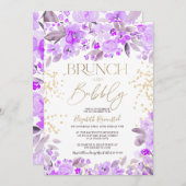 Lavender Gold Glitzer Blumenzauber Brautparty Einladung (Vorne/Hinten)