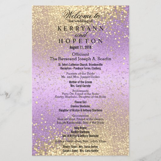 Lavender & Gold Glitzer - Programm (Vorderseite)
