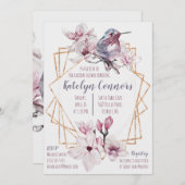 Lavender & Gold Hummingbird Themed Brautparty Einladung (Vorne/Hinten)