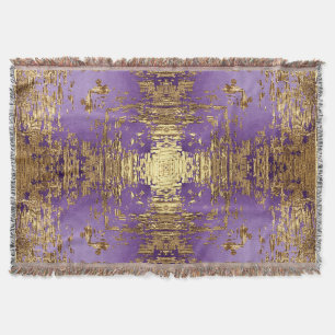 Lavender Gold Metallic Kaleidoscope Throw Blanket Decke
