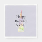 Lavender Gold Pink Lila Einhorn Geburtstag Serviette (Vorderseite)