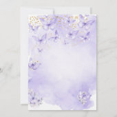 Lavender Gold Purple Butterfly Baptism Invitation Einladung (Rückseite)