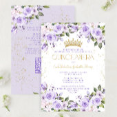 Lavender Gold QR Quinceñera Mis Quince 15 Años Einladung
