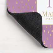 Lavender Gold Raindrop Modern Trendy Monogram Mousepad (Ecke)