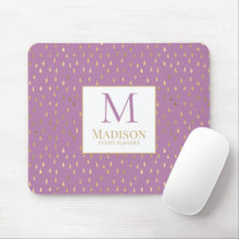 Lavender Gold Raindrop Modern Trendy Monogram