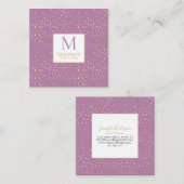 Lavender Gold Raindrop Modern Trendy Monogram Quadratische Visitenkarte (Vorne/Hinten)