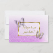 Lavender Gold Striped Butterfly Wedding RSVP Karte (Rückseite)