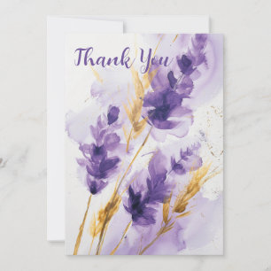 Lavender Golden Watercolor Floral Danke Karte