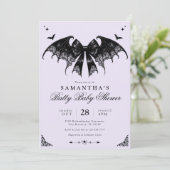 Lavender Gothic Baby Dusche Einladung (Stehend Vorderseite)