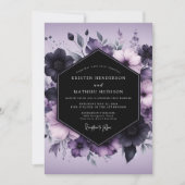 Lavender Gothic Bloom Wedding Einladung (Vorderseite)