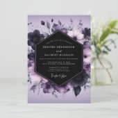 Lavender Gothic Bloom Wedding Einladung (Stehend Vorderseite)