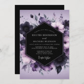 Lavender Gothic Bloom Wedding Einladung (Vorne/Hinten)