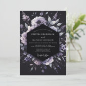 Lavender Gothic Floral Wedding Einladung (Stehend Vorderseite)