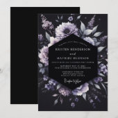 Lavender Gothic Floral Wedding Einladung (Vorne/Hinten)