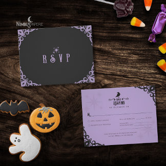 Lavender Gothic Hexen Halloween-Antwortkarte RSVP Karte