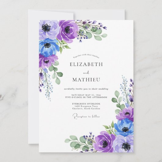 Lavender Graceful Spring Wedding Einladung (Vorderseite)