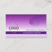 Lavender Gradient Palm Leaf mit Logo Beruflich Visitenkarte (Vorderseite)