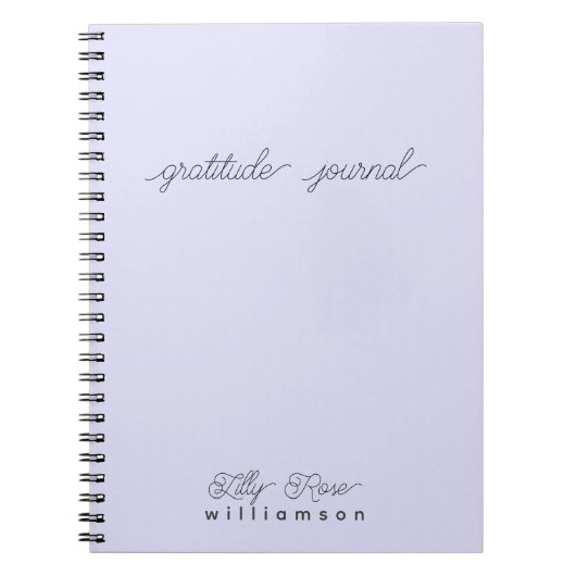 Lavender Gratitude Journal, Niedliche Skripttypogr Notizblock (Vorderseite)