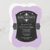 Lavender Gray Chalkboard Kinderdusche Einladung (Vorne/Hinten)