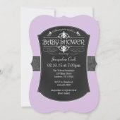 Lavender Gray Chalkboard Kinderdusche Einladung (Vorderseite)