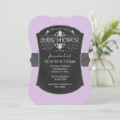 Lavender Gray Chalkboard Kinderdusche Einladung (Stehend Vorderseite)