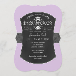 Lavender Gray Chalkboard Kinderdusche Einladung