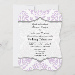 Lavender Gray Damask Bracket Wedite Einladung