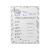 Lavender & Gray Elephant Baby Showroom Word Game Notizblock (Rotiert)