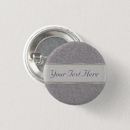 Lavender Gray Embossed Leaf Vines Button (Vorne & Hinten)