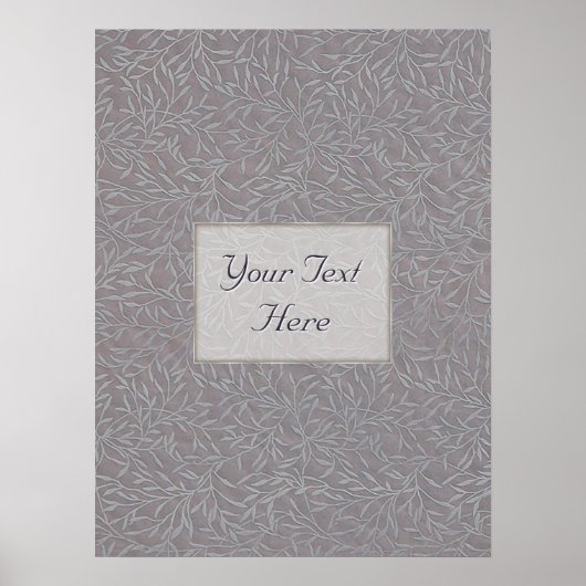 Lavender Gray Embossed Leaf Vines Poster (Vorne)