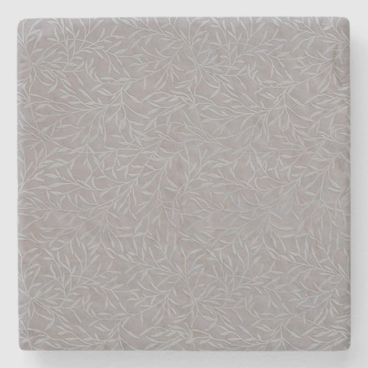 Lavender Gray Embossed Leaf Vines Steinuntersetzer (Vorderseite)