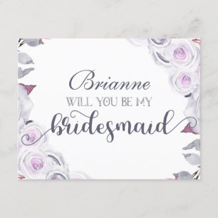 Lavender & Gray Floral werden Sie meine Brautjungf Einladung