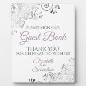 Lavender & Gray Frills Sign Our Guest Book Wedding Fotoplatte (Vorderseite)